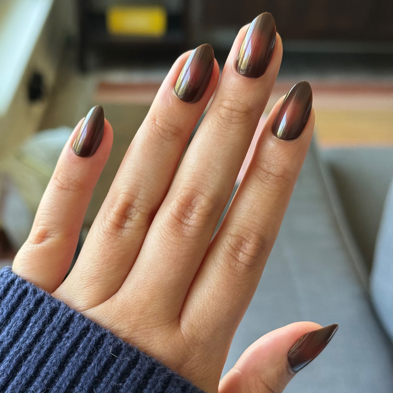 picture of Subtle Chocolate Aura - Press-On | Medium | Almond