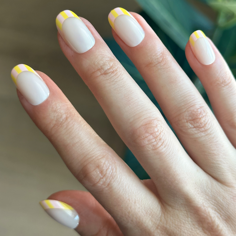 picture of Summer Stripe French - Press-On | Short | Round