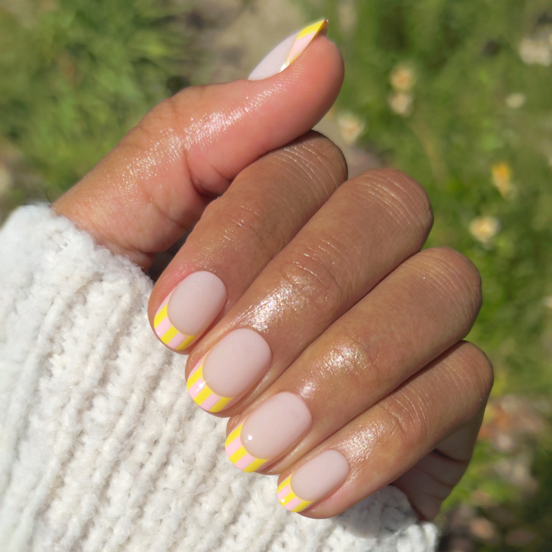 picture of Summer Stripe French - Press-On | Short | Round