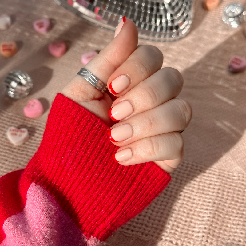 picture of Tonal Valentine French | Extra Short | Squoval - Tab Press-On