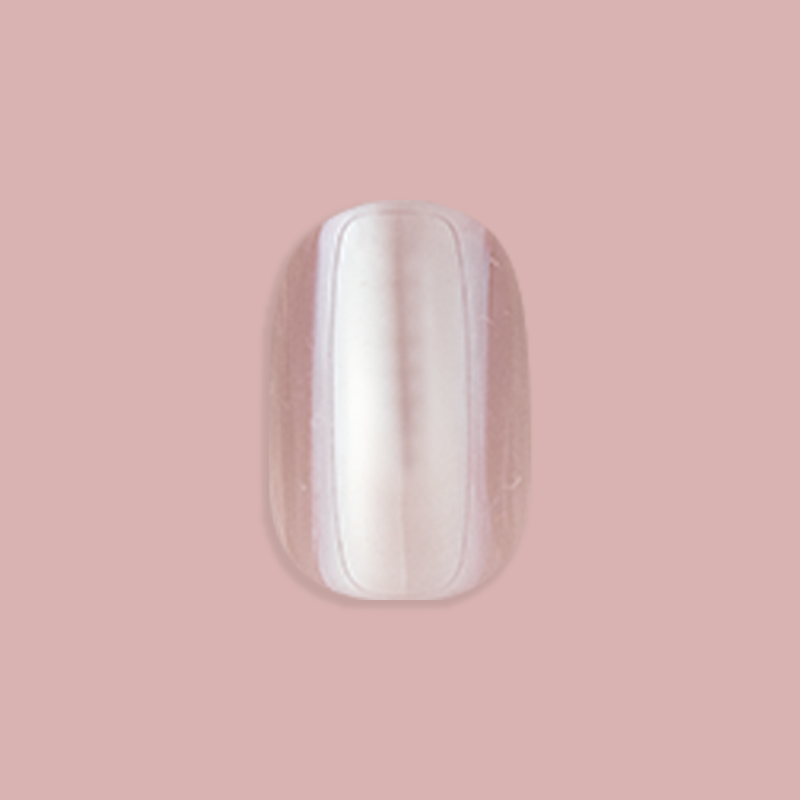 Taupe Jelly Chrome - Press-On | Extra Short | Squoval showing a single extra short squoval nail with taupe chrome finish