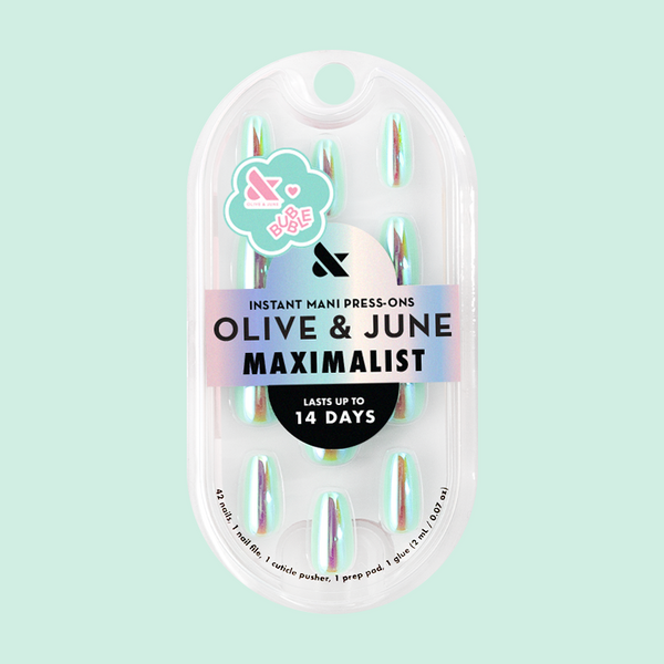 Teal Glass Chrome - Press-On | Medium | Coffin – Olive and June