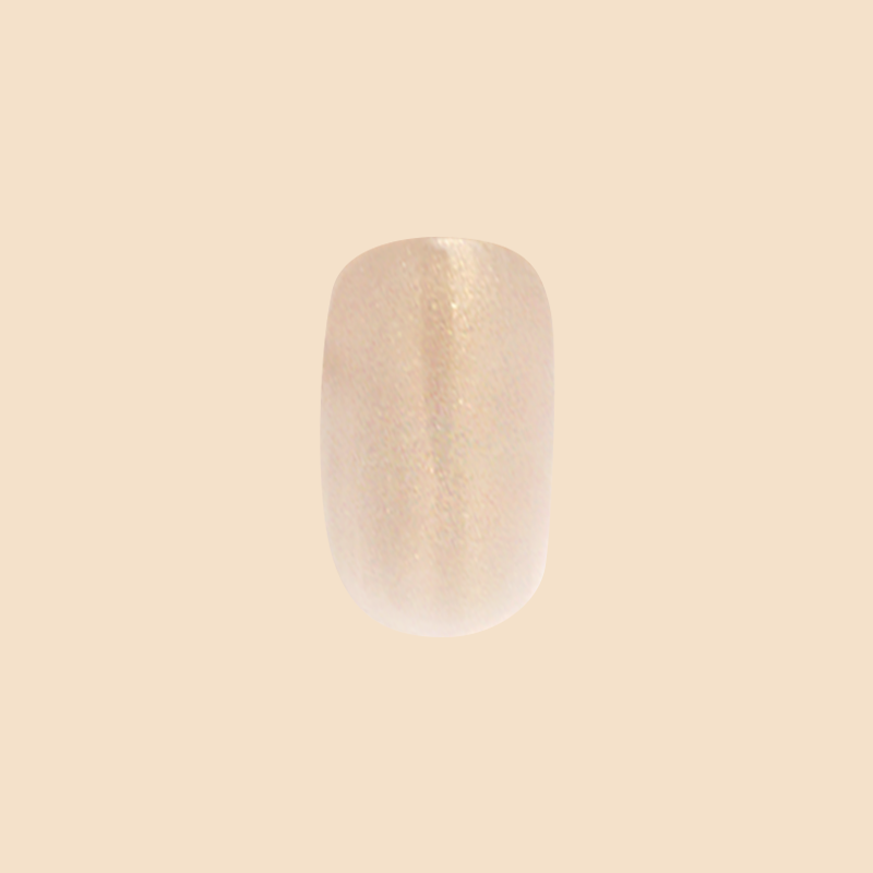Team Manuscript - Press-On | Short | Squoval showing a single semi-sheer gold glazed short squoval false nail