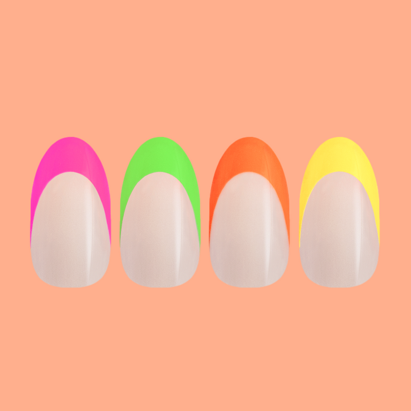 Thick Rainbow French Mixed Pack - Press-On | Medium | Oval second image