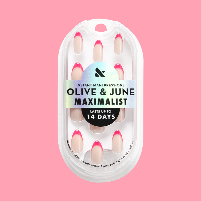 Hot Strawberry Velvet French - Press-On | Medium | Almond 