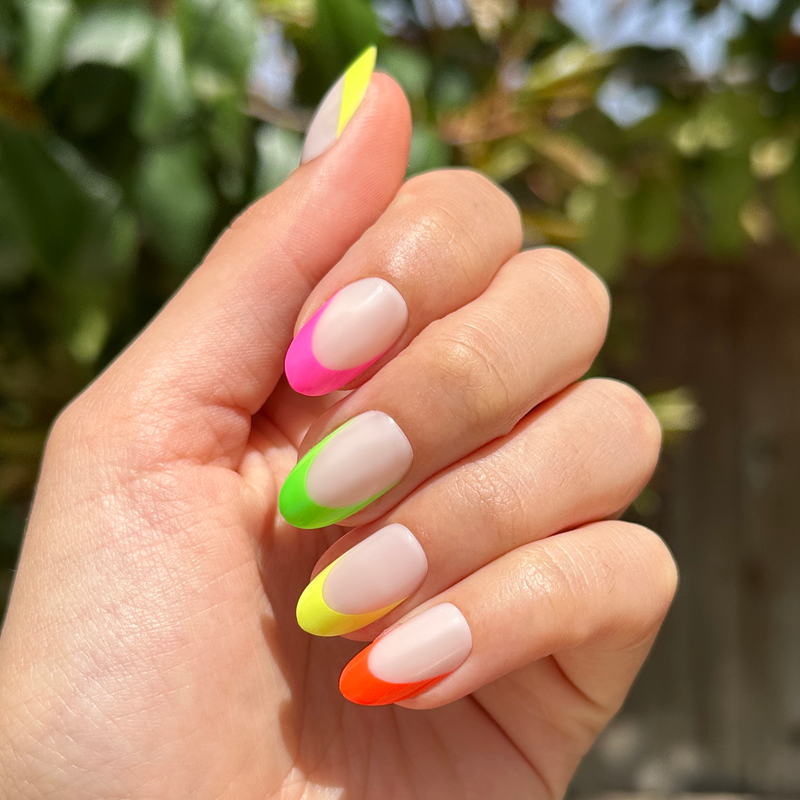 picture of Thick Rainbow French Mixed Pack - Press-On | Medium | Oval