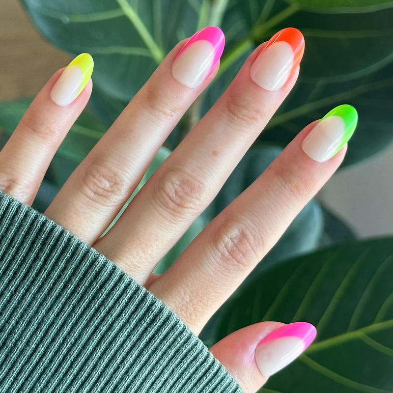 picture of Thick Rainbow French Mixed Pack - Press-On | Medium | Oval