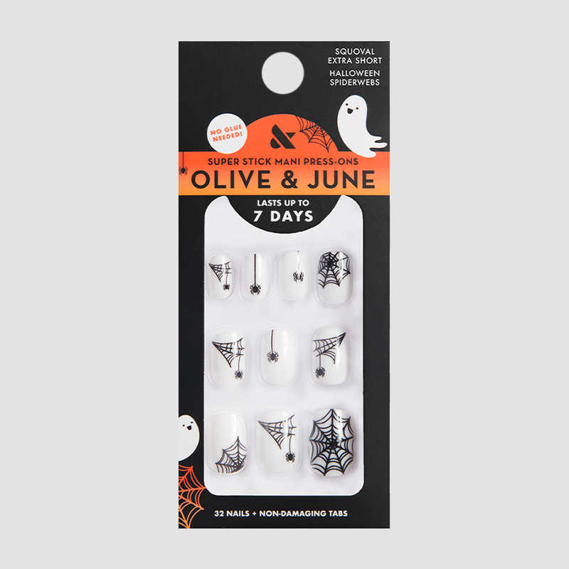 Halloween Spiderwebs | Extra Short | Squoval - Tab Press-On