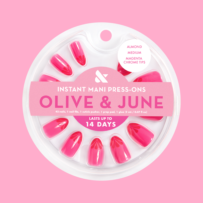 Magenta Chrome Tips - Press-On | Medium | Almond 