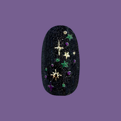 Black Velvet with Chrome Speckles - Press-On | Medium | Oval