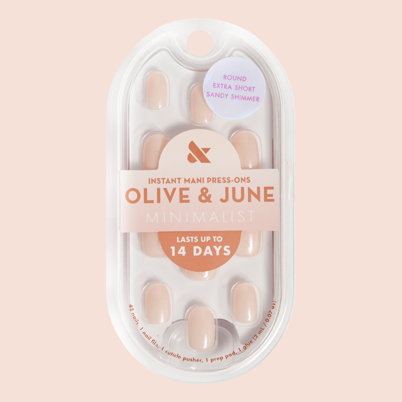 Sandy Shimmer - Press-On | Extra Short | Round neutral sandy beige shimmer press-on nails for easy at-home manicure