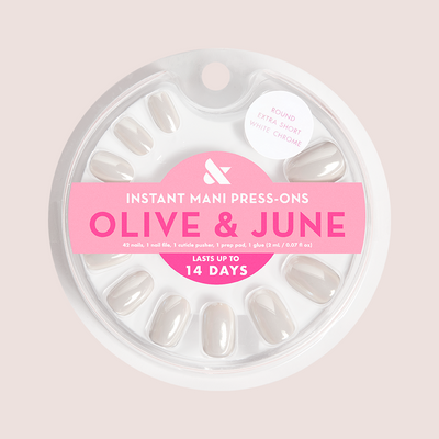 White Chrome - Press-On | Extra Short | Round White Chrome - Press-On | Extra Short | Round  Press-On