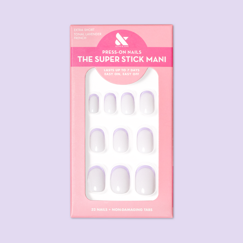 Tonal Lavender French | Extra Short | Round - Tab Press-On 
