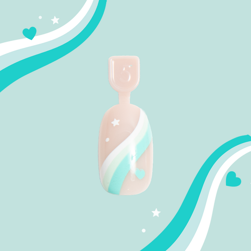 Totally Teal Swirls - Pressies | Short Medium | Round - Pressies