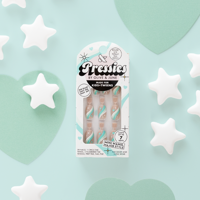 Totally Teal Swirls - Pressies | Short Medium | Round - Pressies