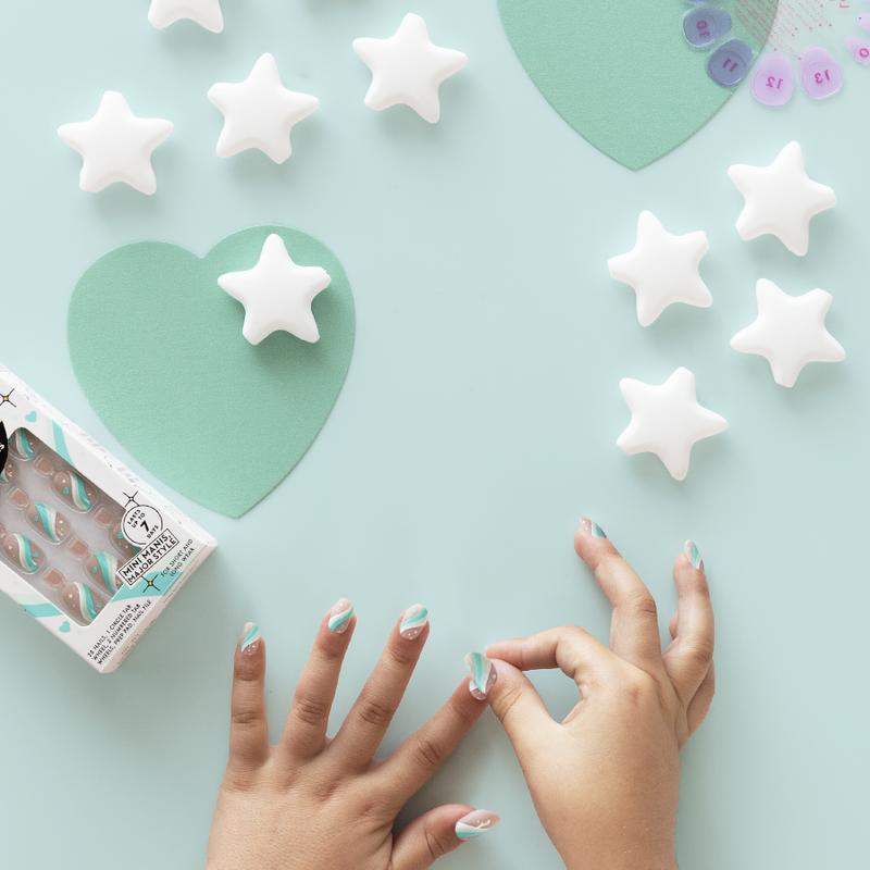 Totally Teal Swirls - Pressies | Short Medium | Round - Pressies