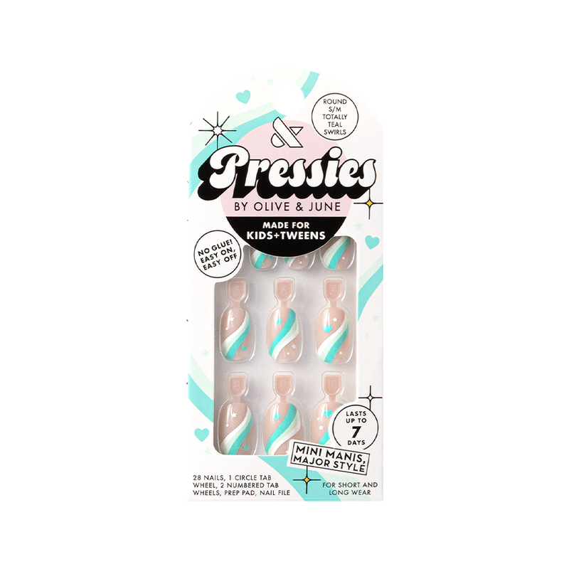 Totally Teal Swirls - Pressies | Short Medium | Round - Loyalty Reward 