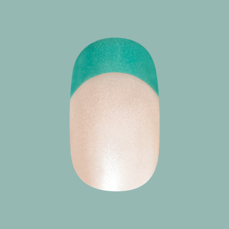 Turquoise Chrome | Short | Round - Tab Press-On second image