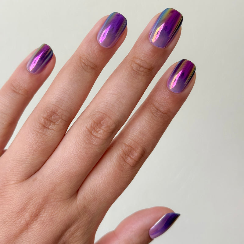 Twilight Ombre Chrome - Tab Press-On | Short | Squoval