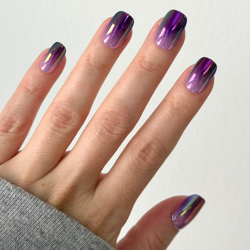 Twilight Ombre Chrome - Tab Press-On | Short | Squoval