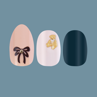 Winter Press-On Set featuring three styles of stick-on nails with bows, hearts, and deep teal for easy at-home manicures Winter Press-On Set Press-On Set other