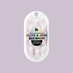 White Chrome French - Press-On | Medium | Coffin with glossy white tips and shimmering chrome overlay for easy at-home manicure