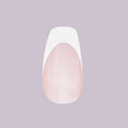 White Chrome French - Press-On | Medium | Coffin with glossy white tips and a shimmering chrome glaze for an easy mani at home