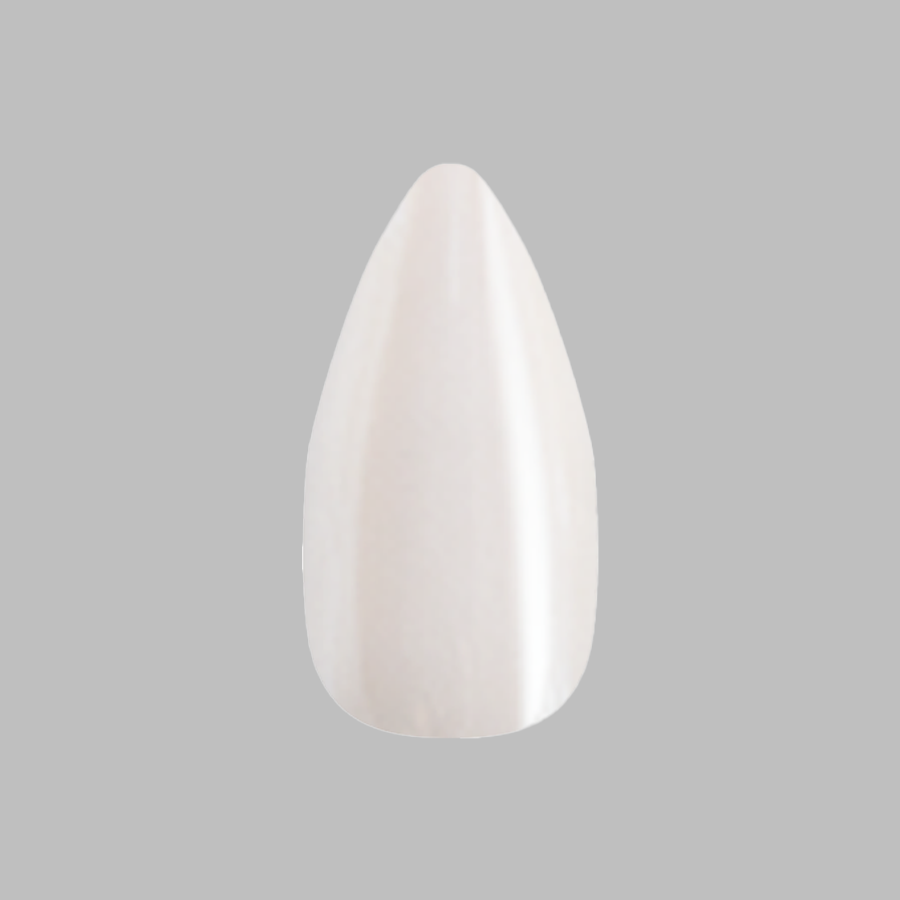 White Jelly Chrome - Press-On | Medium | Stiletto with sheer milky white and subtle chrome shimmer for easy at-home mani