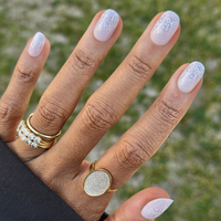 picture of White Bow Shower - Tab Press-On | Short | Round