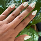 White Jelly Chrome - Press-On | Medium | Stiletto with sheer milky white and subtle chrome shimmer for easy at-home mani