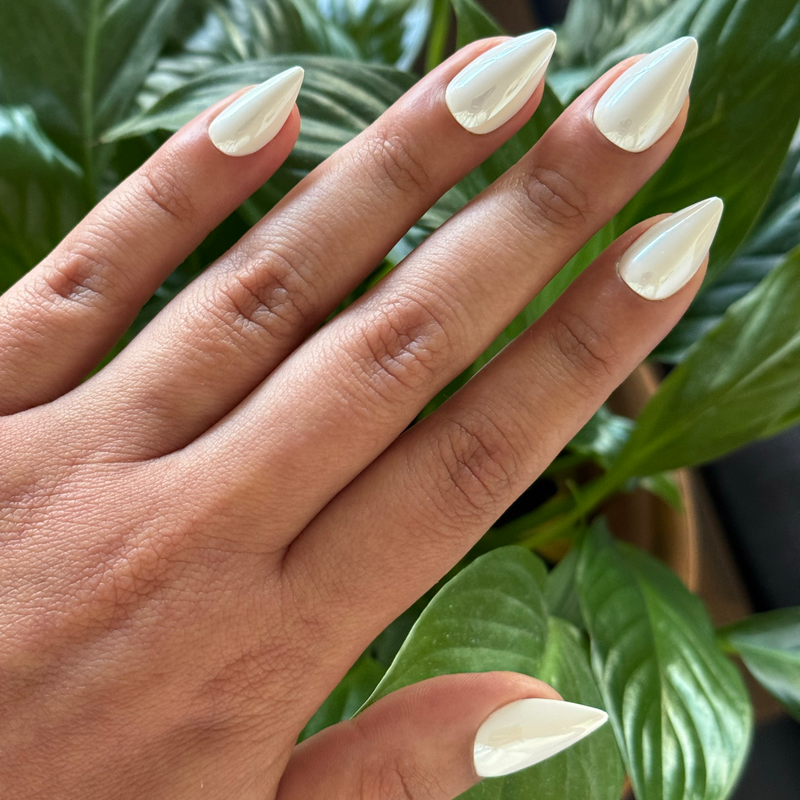 picture of White Jelly Chrome - Press-On | Medium | Stiletto