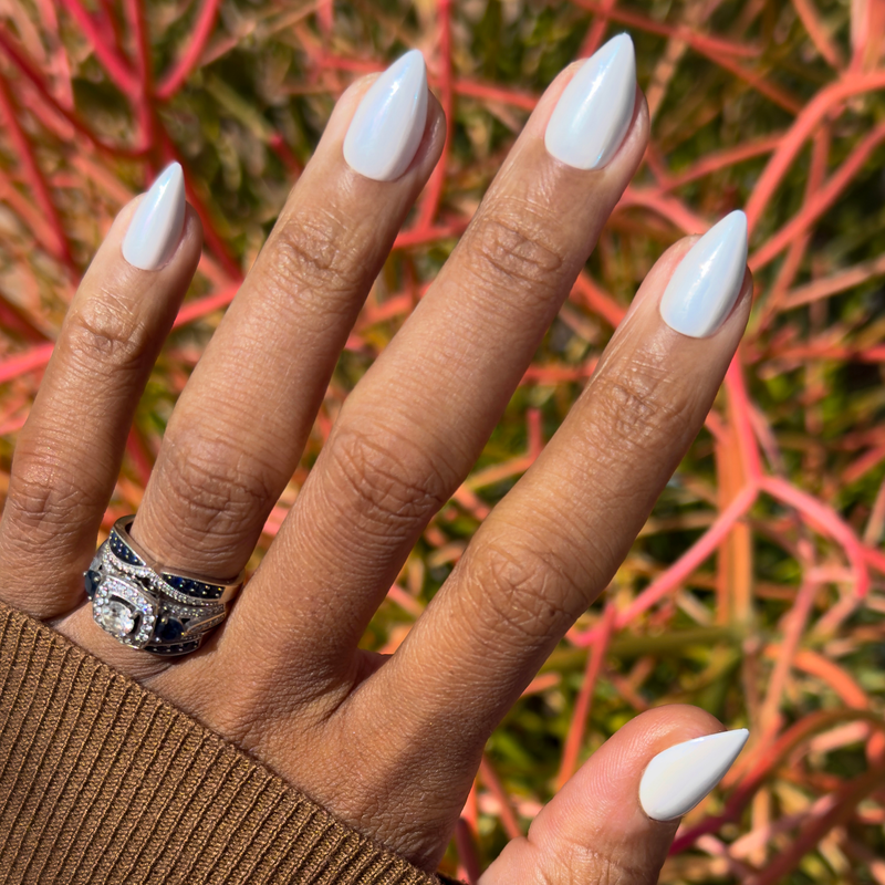 picture of White Jelly Chrome - Press-On | Medium | Stiletto