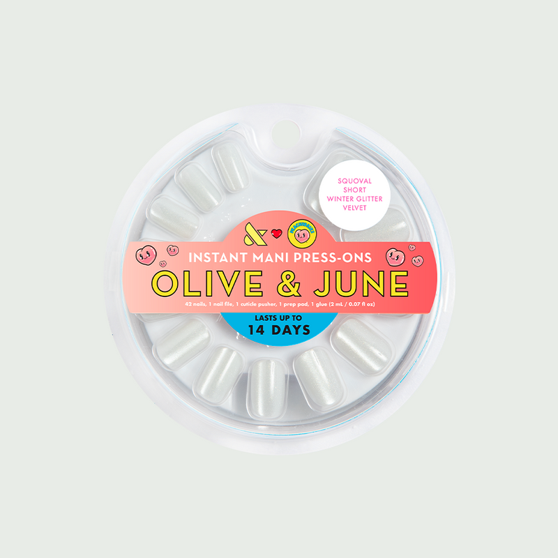 Winter Glitter Velvet - Press-On | Short | Squoval 