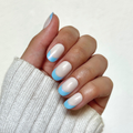 Winter Blues Chrome French - Tab Press-On | Short | Round thumbnail