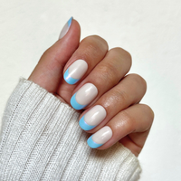 picture of Winter Blues Chrome French - Tab Press-On | Short | Round