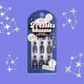 Wish Upon A Star - Pressies | Short Medium | Round showing navy blue press-on nails with silver star constellation nail art for kids mani