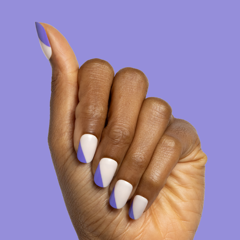 picture of Asymmetrical French | Short | Squoval - Tab Press-On