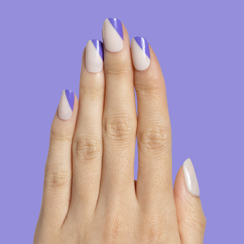 picture of Asymmetrical French | Short | Squoval - Tab Press-On