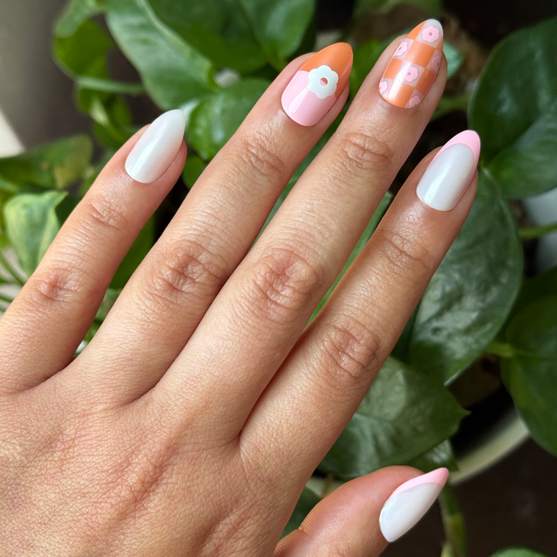 picture of Chrome Flower Mixed Pack - Press-On | Medium | Almond