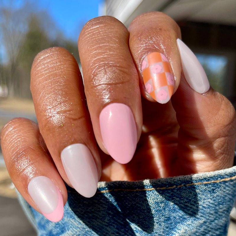 picture of Chrome Flower Mixed Pack - Press-On | Medium | Almond