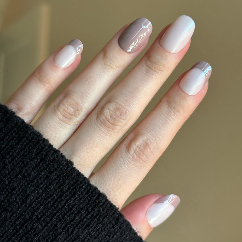 picture of Cowboy Boot Chrome | Short | Round - Tab Press-On