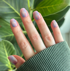 Fairy Velvet | Extra Short | Squoval - Tab Press-On nails with soft pink and purple gradient and subtle shimmer for easy manicure
