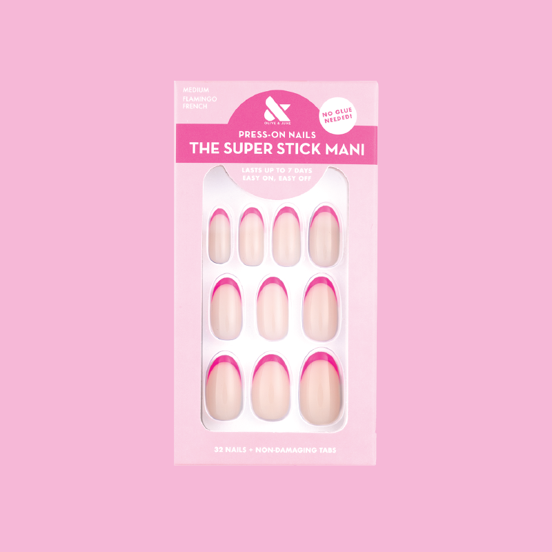 Flamingo French | Medium | Oval - Tab Press-On 