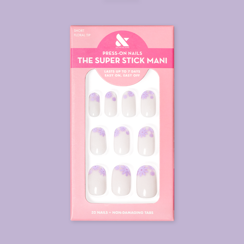 Floral Tip | Short | Round - Tab Press-On 