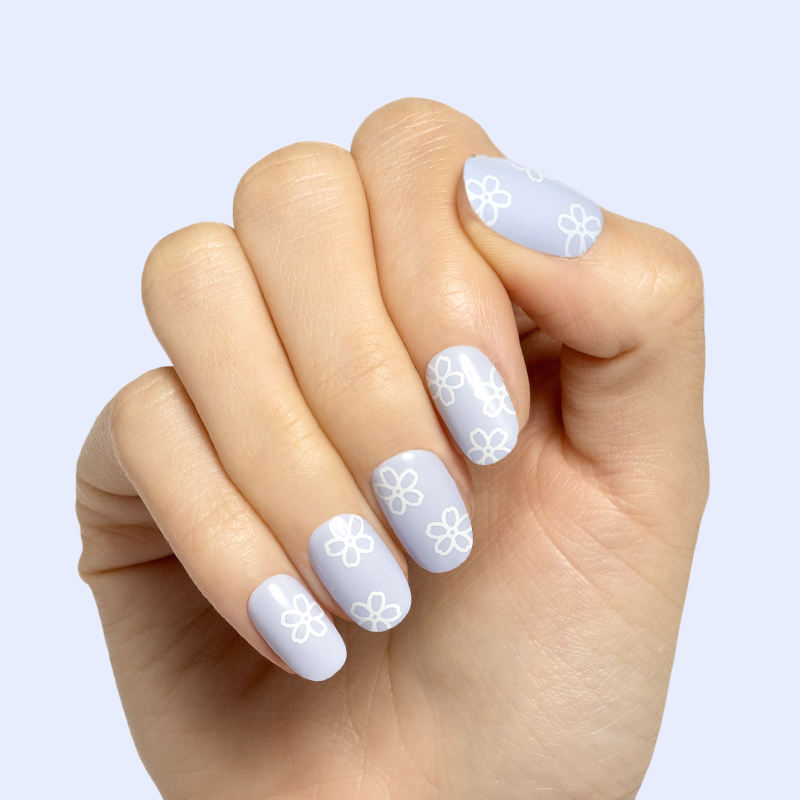 picture of Floral Doodle | Short | Round - Tab Press-On