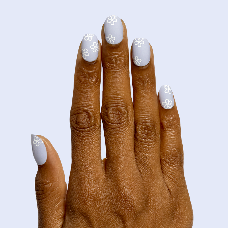 picture of Floral Doodle | Short | Round - Tab Press-On