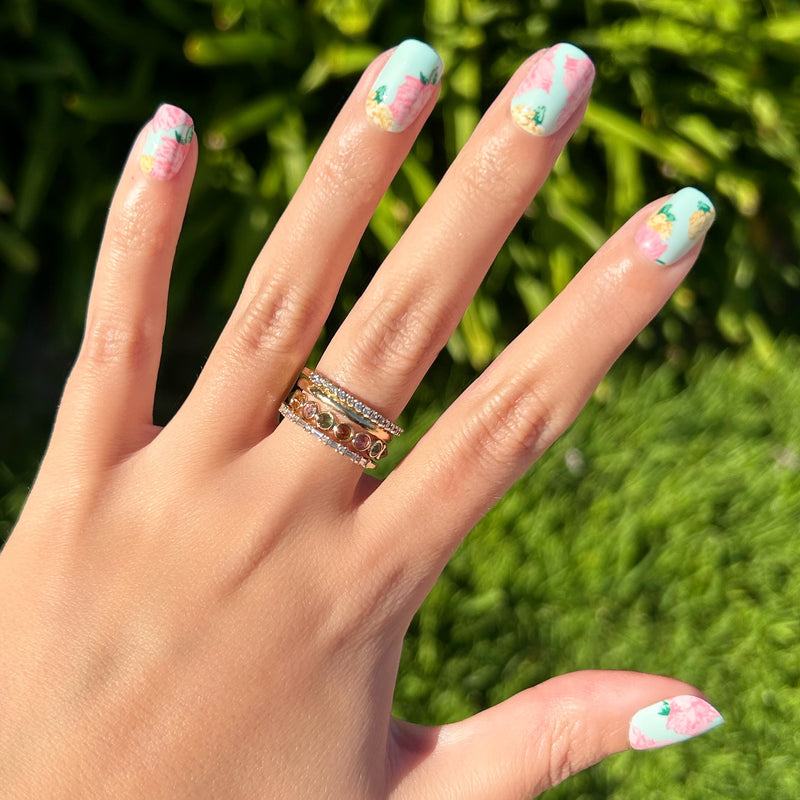 picture of Full Floral - Press-On | Extra Short | Squoval