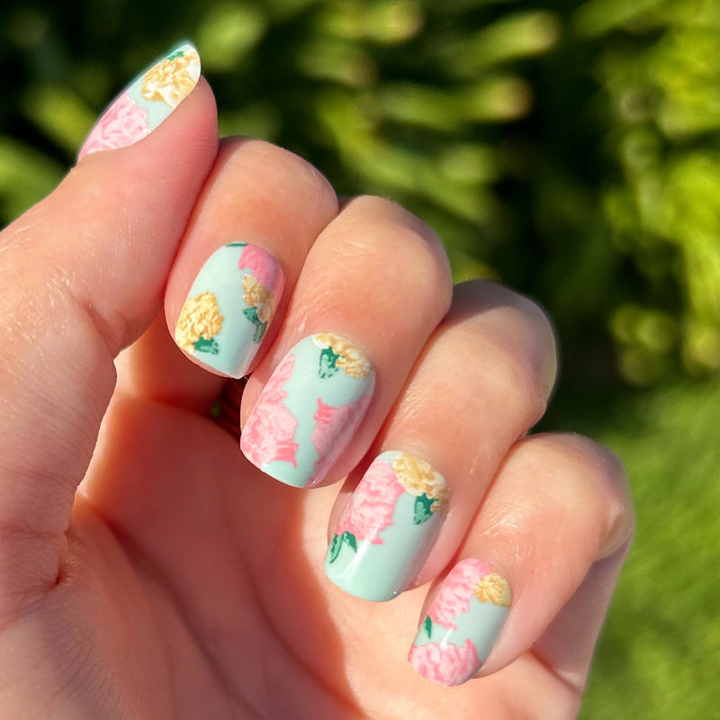 picture of Full Floral - Press-On | Extra Short | Squoval