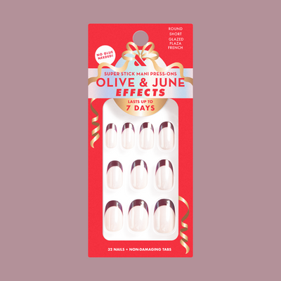 Glazed Plaza French - Tab Press-On | Short | Round Glazed Plaza French - Tab Press-On | Short | Round  Tab Press-On