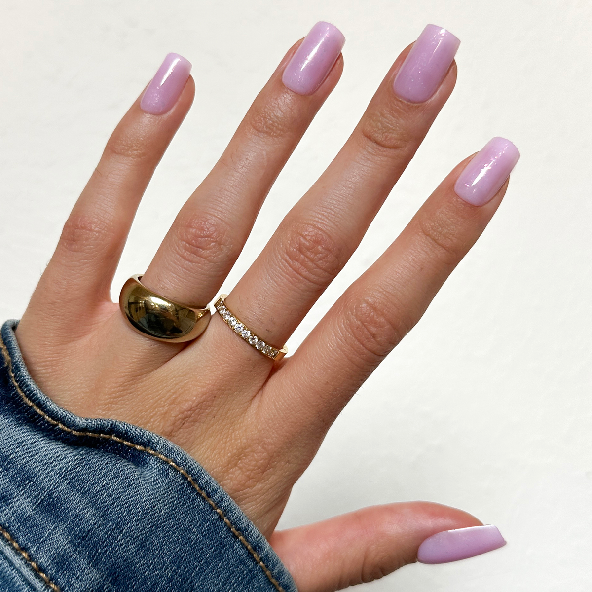 Glitter Cowgirl - Press-On | Medium | Square with milky lavender base and subtle holographic flakes for easy at-home mani